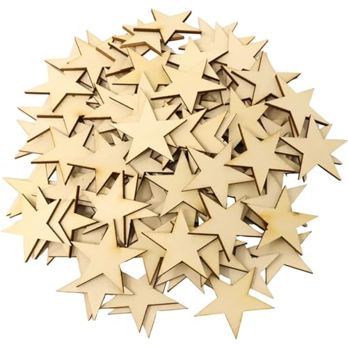 CYMMIYT Holzscheiben 50 Stück 4 cm große Holzstern-Bastelornamente, unvollendete Leere Holzsternscheiben-Verzierungen CYMMIYT Holzscheiben 50 Stück 4 cm große Holzstern-Bastelornamente, unvollendete Leere Holzsternscheiben-Verzierungen von CYMMIYT