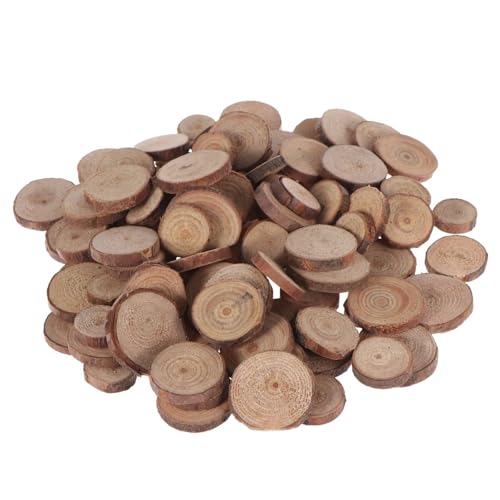 CYMMIYT Holzscheiben Holzscheitscheiben for Bastelarbeiten, Hochzeitsdekorationen, unbehandeltes Rundholz, 1,5–3 cm, 100 Stück von CYMMIYT
