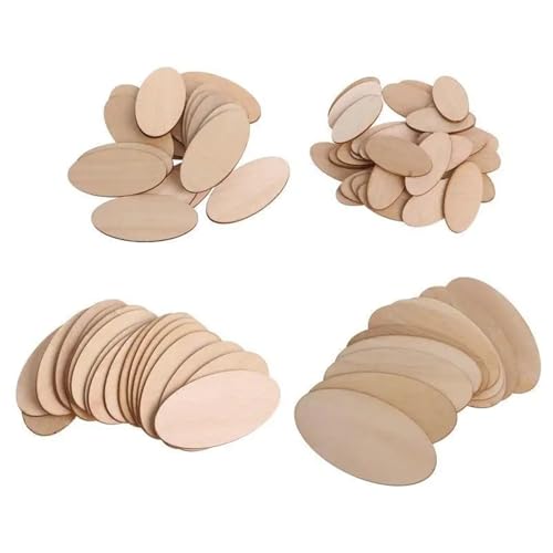 CYMMIYT Holzscheiben Unbehandeltes Holz ovale Scheiben rustikale Holz Ausschnitt ovale Holzstücke Tag(100pcs 2CMx1CM) von CYMMIYT