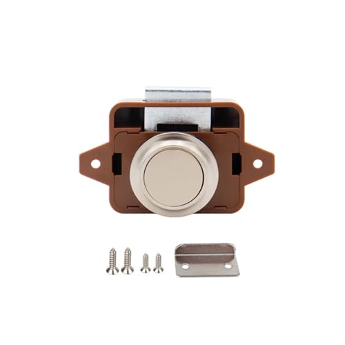 CYMMIYT Schrankschloss Knopf Camper Auto Push Lock Durchmesser 20/26 mm RV Wohnwagen Boot Reiseanhänger Schubladenriegel Schlüsselloses Schrankschloss Möbelbeschläge(Large-Brown Nickel) von CYMMIYT