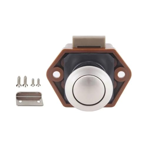 CYMMIYT Schrankschloss Knopf Camper Auto Push Lock Durchmesser 20/26 mm RV Wohnwagen Boot Reiseanhänger Schubladenriegel Schlüsselloses Schrankschloss Möbelbeschläge(Small-Brown Nickel) von CYMMIYT