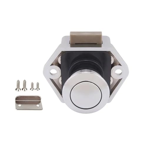 CYMMIYT Schrankschloss Knopf Camper Auto Push Lock Durchmesser 20/26 mm RV Wohnwagen Boot Reiseanhänger Schubladenriegel Schlüsselloses Schrankschloss Möbelbeschläge(Small-Silver) von CYMMIYT