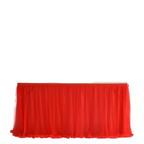 CYMMIYT Tischrock 4FT/6FT/8FT Tischröcke Geburtstag Tüll Tischrock Hochzeit Party Tutu Tüll Tischrock Babyparty Hochzeit Home Decor(Red,8FT 2.43x0.77m) von CYMMIYT