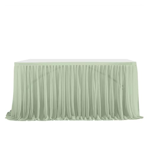 CYMMIYT Tischrock 4FT/6FT/9FT Tüll Tischrock Hochzeitsdekoration Startseite Geburtstag Party Tischrock Anmelden Schreibtisch Dessert Tischbezug Home Decor(Grayish Green,9FT (275x77cm)) von CYMMIYT