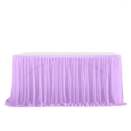 CYMMIYT Tischrock 4FT/6FT/9FT Tüll Tischrock Hochzeitsdekoration Startseite Geburtstag Party Tischrock Anmelden Schreibtisch Dessert Tischbezug Home Decor(Light Purple,9FT (275x77cm)) von CYMMIYT