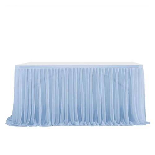CYMMIYT Tischrock 4FT/6FT/9FT Tüll Tischrock Hochzeitsdekoration Startseite Geburtstag Party Tischrock Anmelden Schreibtisch Dessert Tischbezug Home Decor(Wathet Blue,6FT (185x77cm)) von CYMMIYT