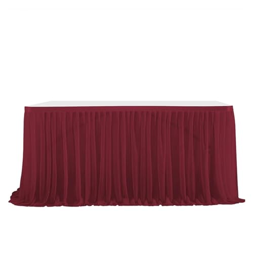 CYMMIYT Tischrock 4FT/6FT/9FT Tüll Tischrock Hochzeitsdekoration Startseite Geburtstag Party Tischrock Anmelden Schreibtisch Dessert Tischbezug Home Decor(Wine red,6FT (185x77cm)) von CYMMIYT