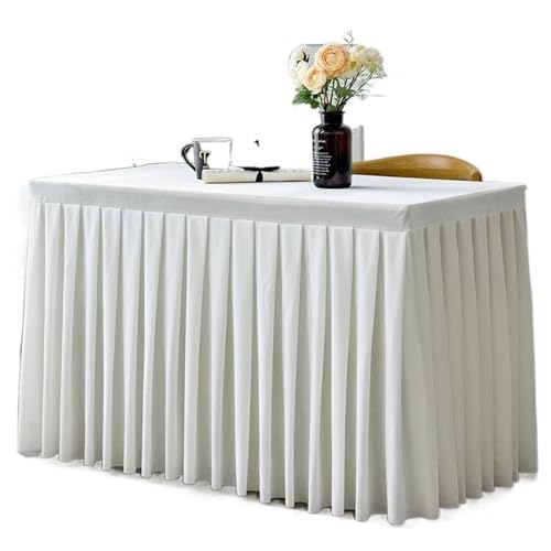 CYMMIYT Tischrock Einfarbige Konferenz-Tischdecke, Ausstellungs- und Feier-Tischdecke, Gold-Samt-Tischdecke, Tischrock, Plüsch-Tischdekoration(Creamy-White,120x40x75cm) von CYMMIYT