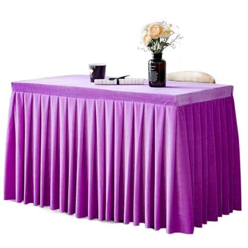 CYMMIYT Tischrock Einfarbige Konferenz-Tischdecke, Ausstellungs- und Feier-Tischdecke, Gold-Samt-Tischdecke, Tischrock, Plüsch-Tischdekoration(Light Purple,100x40x75cm) von CYMMIYT