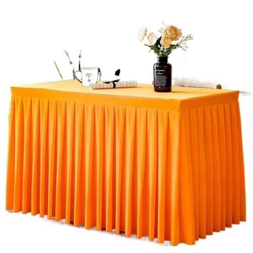 CYMMIYT Tischrock Einfarbige Konferenz-Tischdecke, Ausstellungs- und Feier-Tischdecke, Gold-Samt-Tischdecke, Tischrock, Plüsch-Tischdekoration(Orange,140x40x75cm) von CYMMIYT