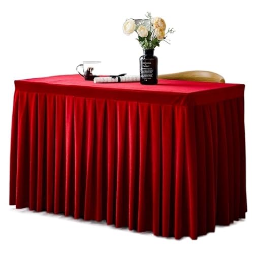 CYMMIYT Tischrock Einfarbige Konferenz-Tischdecke, Ausstellungs- und Feier-Tischdecke, Gold-Samt-Tischdecke, Tischrock, Plüsch-Tischdekoration(Red Wine,120x60x75cm) von CYMMIYT