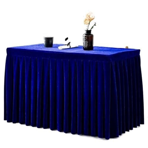 CYMMIYT Tischrock Einfarbige Konferenz-Tischdecke, Ausstellungs- und Feier-Tischdecke, Gold-Samt-Tischdecke, Tischrock, Plüsch-Tischdekoration(Royal Blue,140x40x75cm) von CYMMIYT