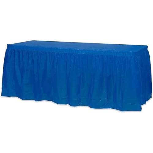 CYMMIYT Tischrock Einweg-Tischrock aus Kunststoff for Partys, 6 Farben, 75 x 430 cm, Tischdecke for Alles Gute for Geburtstag, Party, Hochzeit, Festival, Dekoration(Navy Set) von CYMMIYT