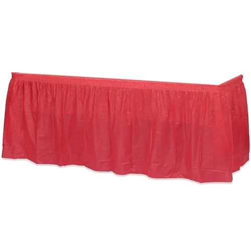 CYMMIYT Tischrock Einweg-Tischrock aus Kunststoff for Partys, 6 Farben, 75 x 430 cm, Tischdecke for Alles Gute for Geburtstag, Party, Hochzeit, Festival, Dekoration(Red Table Skirt) von CYMMIYT