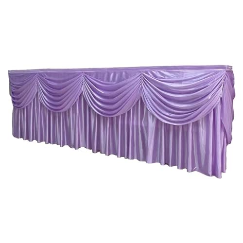CYMMIYT Tischrock Eisseiden-Tischrock, bunter, plissierter, gerüschter Tischrock mit Swag for Hochzeits- und Geburtstagsdekoration(Light Purple,17ft L x 29.5inch H) von CYMMIYT