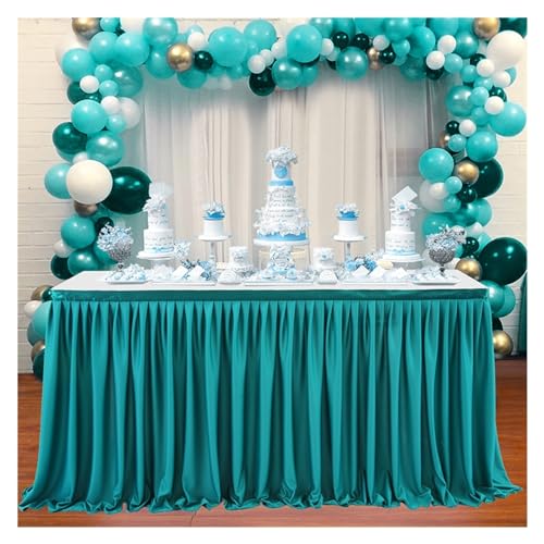 CYMMIYT Tischrock Geburtstagsfeier Tischrock Dekor Hotel Hochzeit Bankett Tischdecke 4FT 6FT 9FT 14FT Einfarbige Tischdecke(Dark Green,14FT 427x78cm) von CYMMIYT