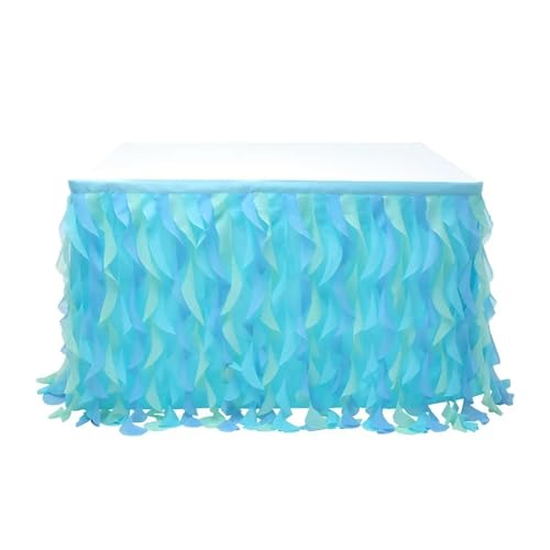 CYMMIYT Tischrock Gelockter Weiden-Tischsockel, Spitzen-Taftrock, Tutu-Tüll-Tuch for Geburtstag, Hochzeit, Party-Dekoration(Type 3,275x77cm(9FT)) von CYMMIYT