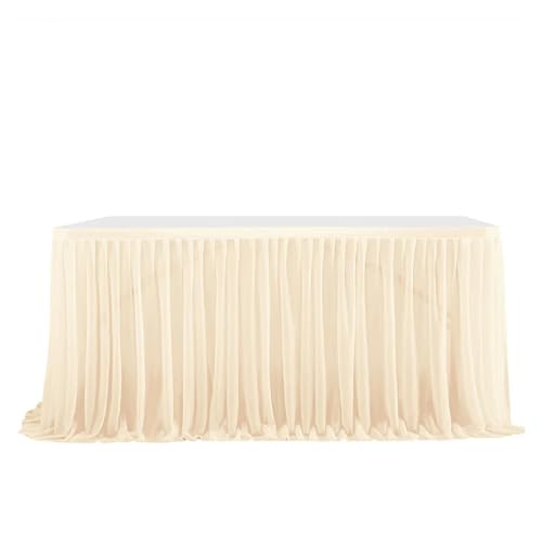 CYMMIYT Tischrock Hochzeit Tischröcke Geburtstag Tischrock Tischdecke Hochzeit Party Tutu Tüll Tischrock Babyparty Hochzeit Party Home Decor(Champagne,6FT (185x77cm)) von CYMMIYT