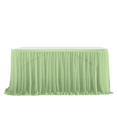 CYMMIYT Tischrock Hochzeit Tischröcke Geburtstag Tischrock Tischdecke Hochzeit Party Tutu Tüll Tischrock Babyparty Hochzeit Party Home Decor(GREEN02,9FT (275x77cm)) von CYMMIYT