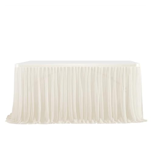 CYMMIYT Tischrock Hochzeit Tischröcke Geburtstag Tischrock Tischdecke Hochzeit Party Tutu Tüll Tischrock Babyparty Hochzeit Party Home Decor(Ivory,6FT (185x77cm)) von CYMMIYT