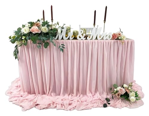 CYMMIYT Tischrock Pool- und schwebender Chiffon-Tischrock mit extra Langer 1,8 m bis 2,9 m transparenter Tischdecke for Babypartys, Geburtstage, Partys, Hauptkuchen(Pink,6ftx145cm Drop) von CYMMIYT