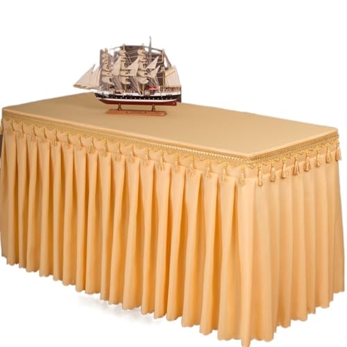 CYMMIYT Tischrock Rechteckiger Tisch for Babypartys, Partys, Hochzeiten, Bankett, Tischrock, Tischdecke, Dekorieren, einfarbig, Tischrock-Abdeckung, Geschirrtuch(Beige,120x60x75cm) von CYMMIYT