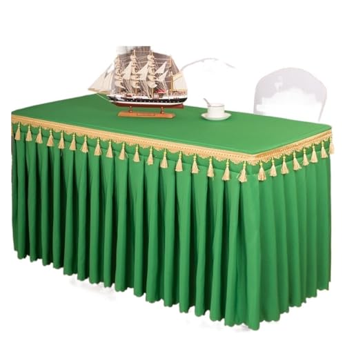 CYMMIYT Tischrock Rechteckiger Tisch for Babypartys, Partys, Hochzeiten, Bankett, Tischrock, Tischdecke, Dekorieren, einfarbig, Tischrock-Abdeckung, Geschirrtuch(Green,180x40x75cm) von CYMMIYT