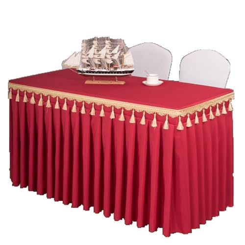 CYMMIYT Tischrock Rechteckiger Tisch for Babypartys, Partys, Hochzeiten, Bankett, Tischrock, Tischdecke, Dekorieren, einfarbig, Tischrock-Abdeckung, Geschirrtuch(Red,Custom Size) von CYMMIYT