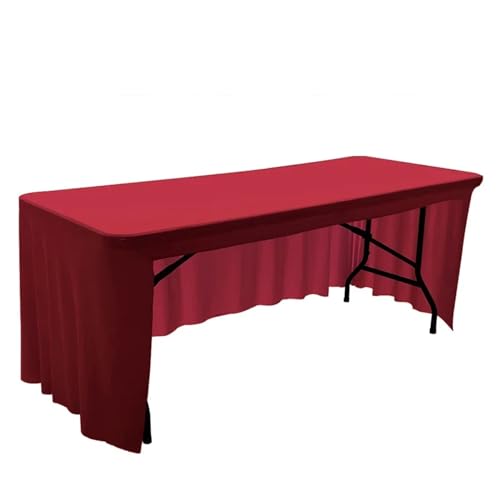 CYMMIYT Tischrock Spandex-Stretch-Tischdecke, 1,8 m bis 2,4 m, elastische Tischdecke for Hotel, Bankett, Hochzeit, Party, Tischdekoration, weißer Tischrock(Aplle Red,5FT-152x76x76cm) von CYMMIYT