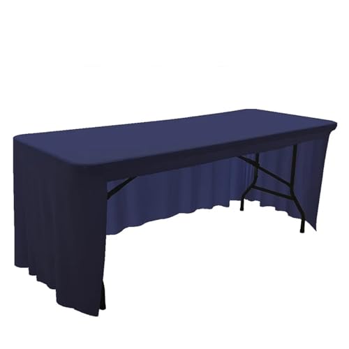 CYMMIYT Tischrock Spandex-Stretch-Tischdecke, 1,8 m bis 2,4 m, elastische Tischdecke for Hotel, Bankett, Hochzeit, Party, Tischdekoration, weißer Tischrock(Deep Blue,8FT-243x76x76cm) von CYMMIYT