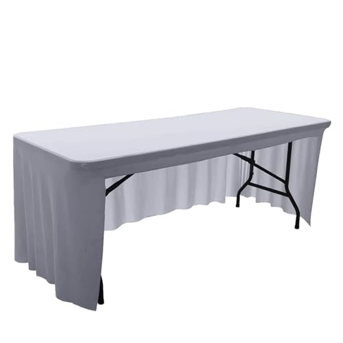 CYMMIYT Tischrock Spandex-Stretch-Tischdecke, 1,8 m bis 2,4 m, elastische Tischdecke for Hotel, Bankett, Hochzeit, Party, Tischdekoration, weißer Tischrock(Silver Gray,8FT-243x76x76cm) von CYMMIYT