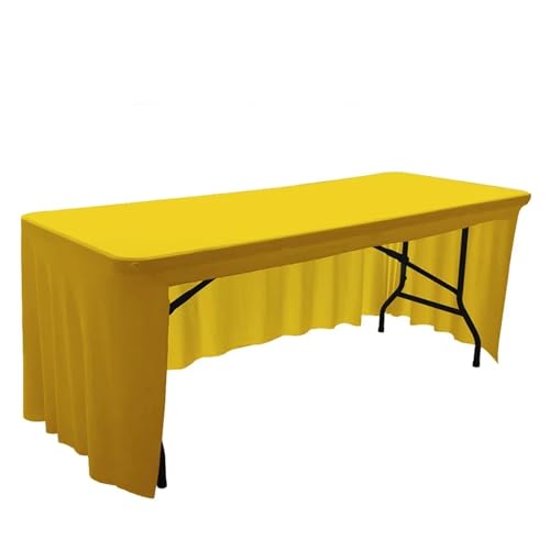 CYMMIYT Tischrock Spandex-Stretch-Tischdecke, 1,8 m bis 2,4 m, elastische Tischdecke for Hotel, Bankett, Hochzeit, Party, Tischdekoration, weißer Tischrock(Yellow,4FT-120x58x58cm) von CYMMIYT