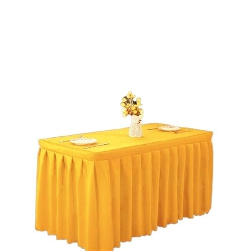 CYMMIYT Tischrock Tischrock, Polyester, rechteckige Tischdecke, Konferenzraum, Ausstellungstischdecke, Tischdecke for Hochzeit, Party, Hoteldekoration(Yellow,120cmLx40cmWx75cmH) von CYMMIYT