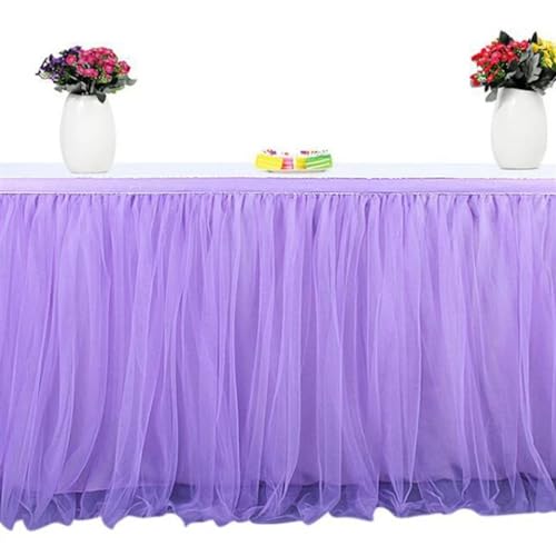 CYMMIYT Tischrock Tischrock Hochzeit Party Tüll Geschirr Tuch Geburtstag Bankett Tische Abdeckung for Feier Home Decor(Purple,183x75cm 6ft) von CYMMIYT