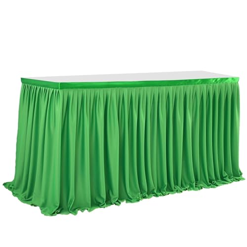 CYMMIYT Tischrock Tüll-Tischrock, Plissierte Rüschen-Tischdecke for Hochzeitsdekoration, Geburtstagsfeier, Babyparty, Tutu-Schleier, Esstisch-Dekoration(Green,4(ft) H30in) von CYMMIYT