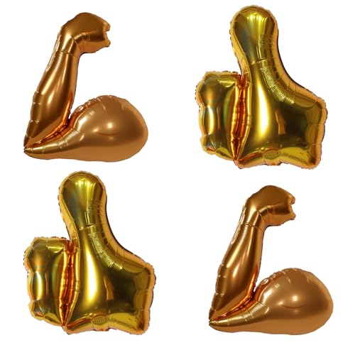 Goldene Helium-Ballons mit Muskelarm und Daumen nach oben, Bizeps-Partyballon, starke Party-Dekoration für Fitnessstudio/Fitness-Party-Dekoration, Sportparty, Superhelden-Party-Dekor-Zubehör Goldene Helium-Ballons mit Muskelarm und Daumen nach oben, Bizeps-Partyballon, starke Party-Dekoration für Fitnessstudio/Fitness-Party-Dekoration, Sportparty, Superhelden-Party-Dekor-Zubehör von CYMYLAR