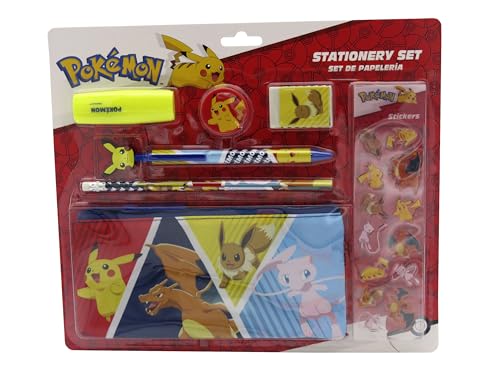 CYPBRANDS Pokémon, Schreibwaren-Set, Federmäppchen, Bleistift, Radiergummi, Anspitzer, Kugelschreiber, Textmarker, Aufkleber, mehrfarbig, offizielles Produkt CYPBRANDS Pokémon, Schreibwaren-Set, Federmäppchen, Bleistift, Radiergummi, Anspitzer, Kugelschreiber, Textmarker, Aufkleber, mehrfarbig, offizielles Produkt von CYPBRANDS