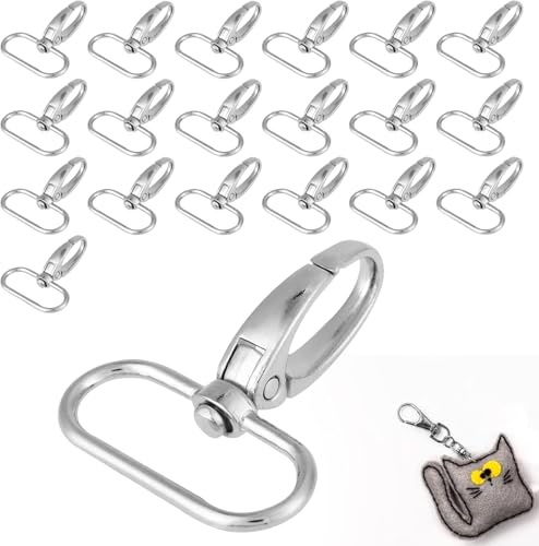 CYSFETENA 32mm Drehbare Karabinerverschlüsse,20 Stück Karabinerhaken Schlüsselanhänger,Zink Legierung Schlüsselanhänger Drehgelenk für DIY Tägliche Nutzung Zubehör Schlüsselringe von CYSFETENA