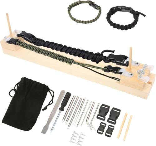 CYSFETENA Einstellbare Paracord Bracelet Weaving Tool, Leicht und Kompakt Paracord Jig,Paracords Zubehör Set für DIY Armbandherstellung Handwerksprojekte Flechten Stahlnadel von CYSFETENA