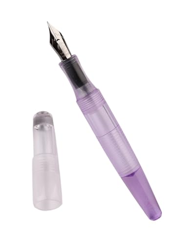 CYSUE Dropper Füllfederhalter, Iridium, F/gebogene Feder, 0,5 mm/1,0 m, vollständig transparent, große Kapazität, Tintenspeicher, modischer Stift (lila, Original F 0,5 mm) von CYSUE