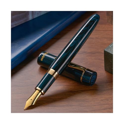 CYSUE Ebonite Füllfederhalter Nr. 8 EF/F/M/Stub 1.1 Feder, deutsches Handwerk, großer Schreibstift (Blau, EF) von CYSUE