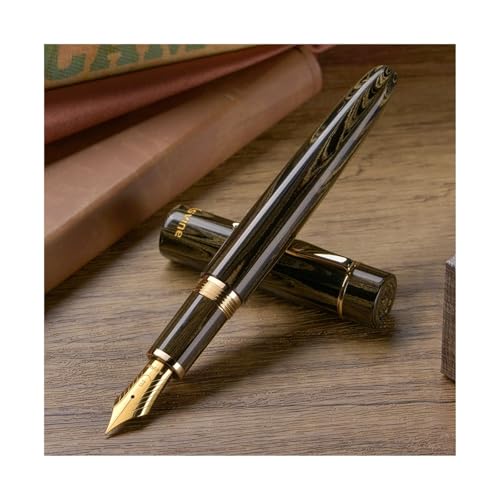 CYSUE Ebonite Füllfederhalter Nr. 8 EF/F/M/Stub 1.1 Feder, deutsches Handwerk, großer Schreibstift (Braun, F) von CYSUE