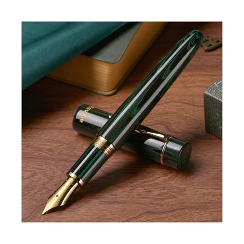 CYSUE Ebonite Füllfederhalter Nr. 8 EF/F/M/Stub 1.1 Feder, deutsches Handwerk, großer Schreibstift (Grün, Stub 1.1) von CYSUE
