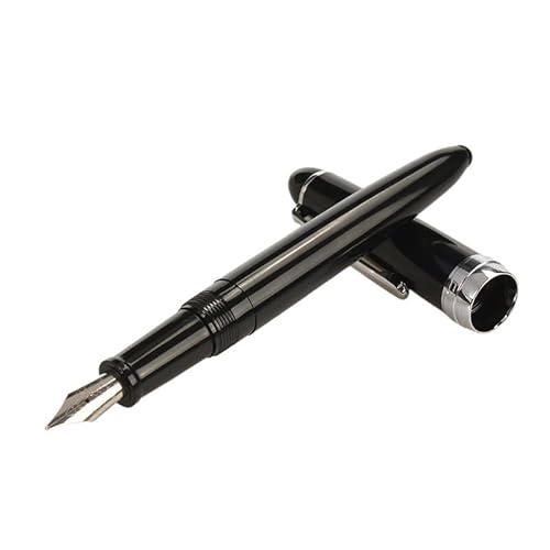 CYSUE Füllfederhalter, 0,5 mm, silberfarbener Clip, Tintenschreiber, Schreibwaren, Schul- und Bürobedarf (Hellschwarz) von CYSUE