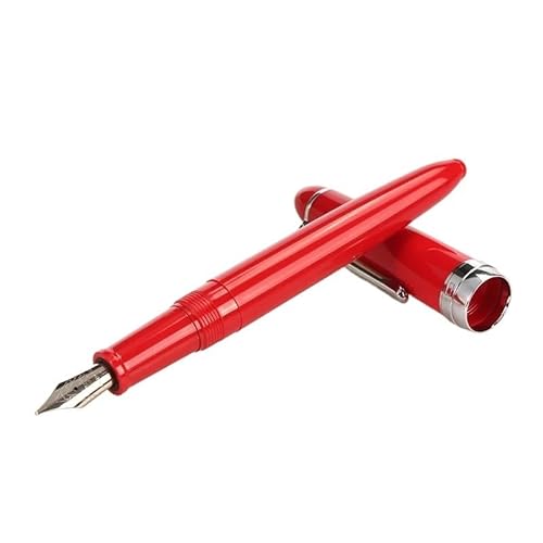CYSUE Füllfederhalter, 0,5 mm, silberfarbener Clip, Tintenschreiber, Schreibwaren, Schul- und Bürobedarf (rot) von CYSUE