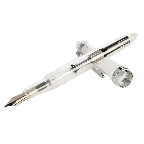 CYSUE Füllfederhalter, 0,5 mm, silberfarbener Clip, Tintenschreiber, Schreibwaren, Schul- und Bürobedarf (transparent) von CYSUE