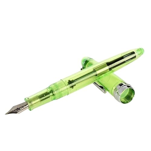 CYSUE Füllfederhalter, 0,5 mm, silberfarbener Clip, für Studenten, Schreibwaren, Schul- und Bürobedarf (transparentes Grün) von CYSUE