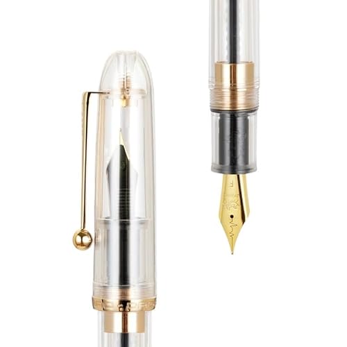 CYSUE Füllfederhalter, Acryl, transparent, weiß, Drehstift, EF F, M, Schreibwaren, Büro, Schulbedarf, Schreibstift (ca. 0,5 mm) von CYSUE
