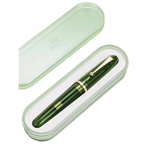 CYSUE Füllfederhalter, elfenbeinfarben, große Harz-Feder EF/F/M, Feder mit großem Konverter, Schreibwaren, Büro, Schulbedarf, Schreibstift (olivgrün, mit Box, 0,5) von CYSUE