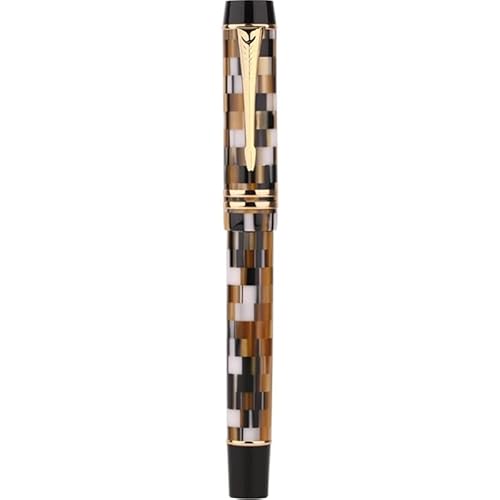 CYSUE Füllfederhalter aus Kunstharz mit Konverter, BOCK-Feder, 0,5 mm, Tinte, Schreibstift, Büro, Schulbedarf, Schreibwaren (weiß-braun) von CYSUE